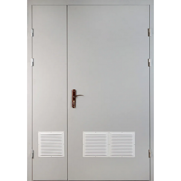 Техническая металлическая дверь двойная с вентиляцией 