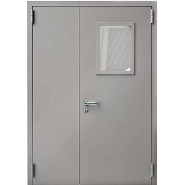 Техническая дверь металлическая с окном двухстворчатая TH-010