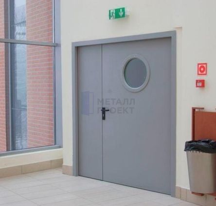 Дверь металлическая противопожарная, двупольная, остекленная  ДМП 2О